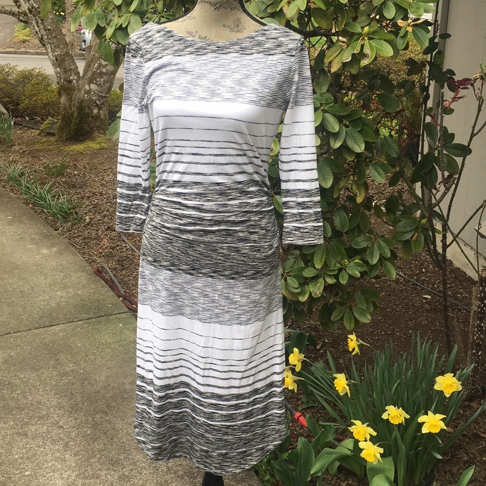 Athleta Stripe Scoop Back Midi Dress